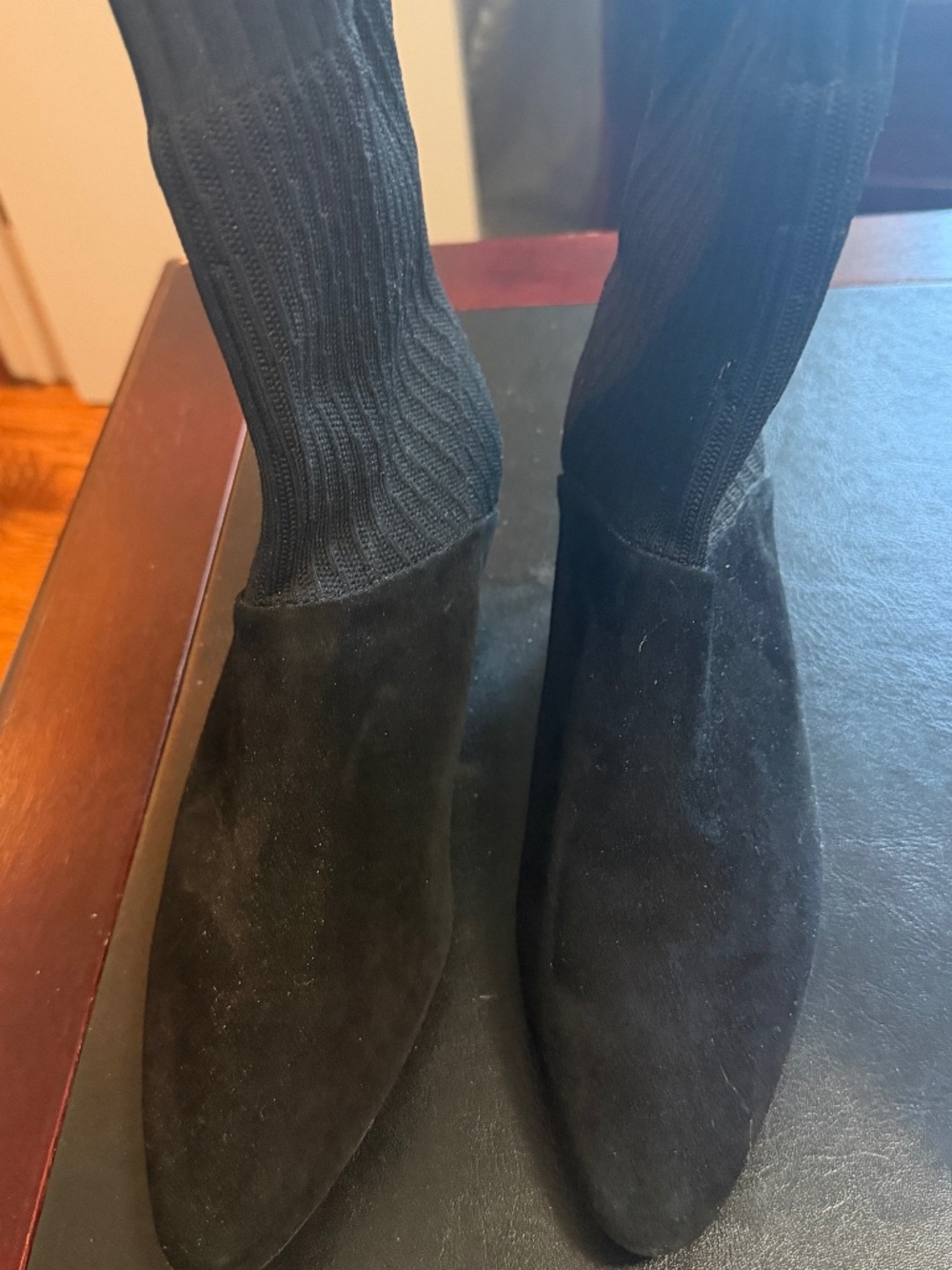 knit bootie with kitten heel